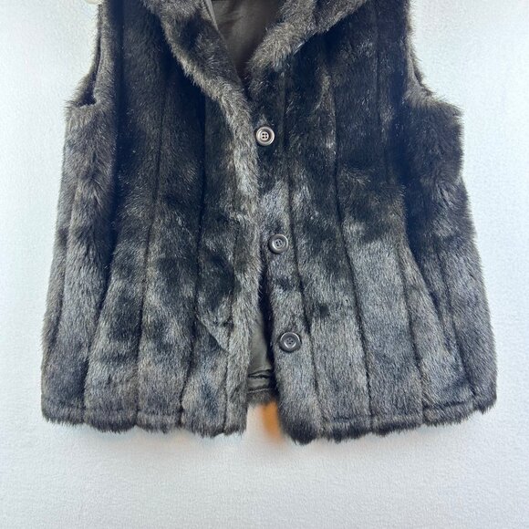Brown Button Fur Vest Womens Size Large Boho Hippie Mod Victorian Grunge Western - Picture 2 of 7